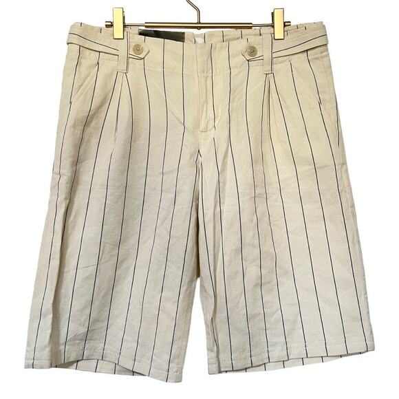 Banana Republic Linen Blend Stripe Bermuda Shorts Size 10 White Coastal Nautical - Picture 1 of 9